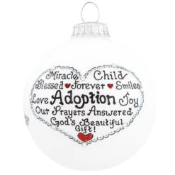 Adoption Miracle Child Heart Gifts Glass Ornament