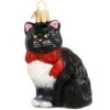 Tuxedo Kitty With Bow Glass Ornament