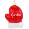 Personalized Glass Red Mitten Ornament