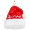 Personalized Red Santa Hat Glass Ornament