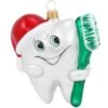 Tooth With Toothbrush Glass Ornament