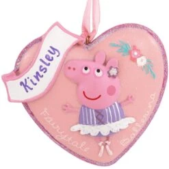 Personalized Heart With Peppa Pig Ballerina Ornament