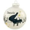 Personalized Grand Piano With Music Staff And Stars Glass Ornament