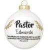 Personalized Pastor With Bible Verse Glass Ornament