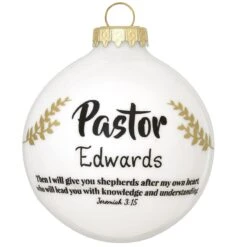 Personalized Pastor With Bible Verse Glass Ornament
