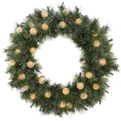 30 Inch Glittery Pine Wreath With 30 LED G40 Lights