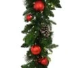 9 Ft. X 12 Inch Mixed Pine Garland With Red Ornaments And 100 LED Lights