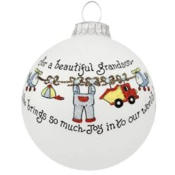 Grandson Joy Heart Gifts Glass Ornament