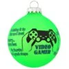 Video Gamer Neon Green Glass Ornament