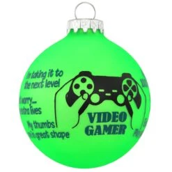 Video Gamer Neon Green Glass Ornament