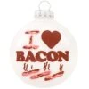 I Love Bacon White Enameled Glass Ornament