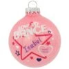 Personalized Love To Dance Pink Sparkle Glass Ornament