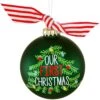 Our First Christmas 4 Inch Glass Ornament With Tree Design