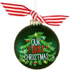 Our First Christmas 4 Inch Glass Ornament With Tree Design