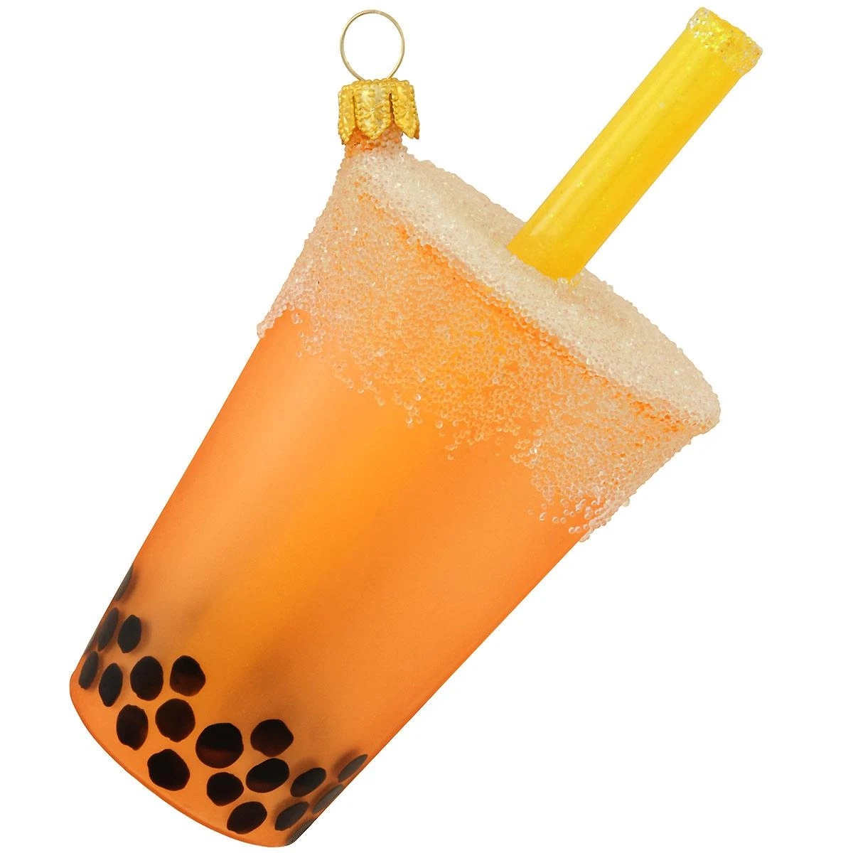 Orange Bubble Tea Glass Ornament 1 Orange Bubble Tea Glass Ornament