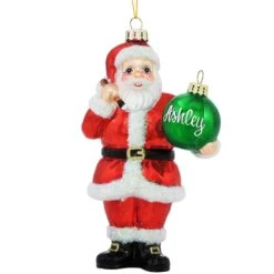 Personalized Santa With Ornament Glass Ornament