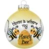 Personalized Home Is Where My Honey Bee Glass Ornament