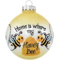 Personalized Home Is Where My Honey Bee Glass Ornament