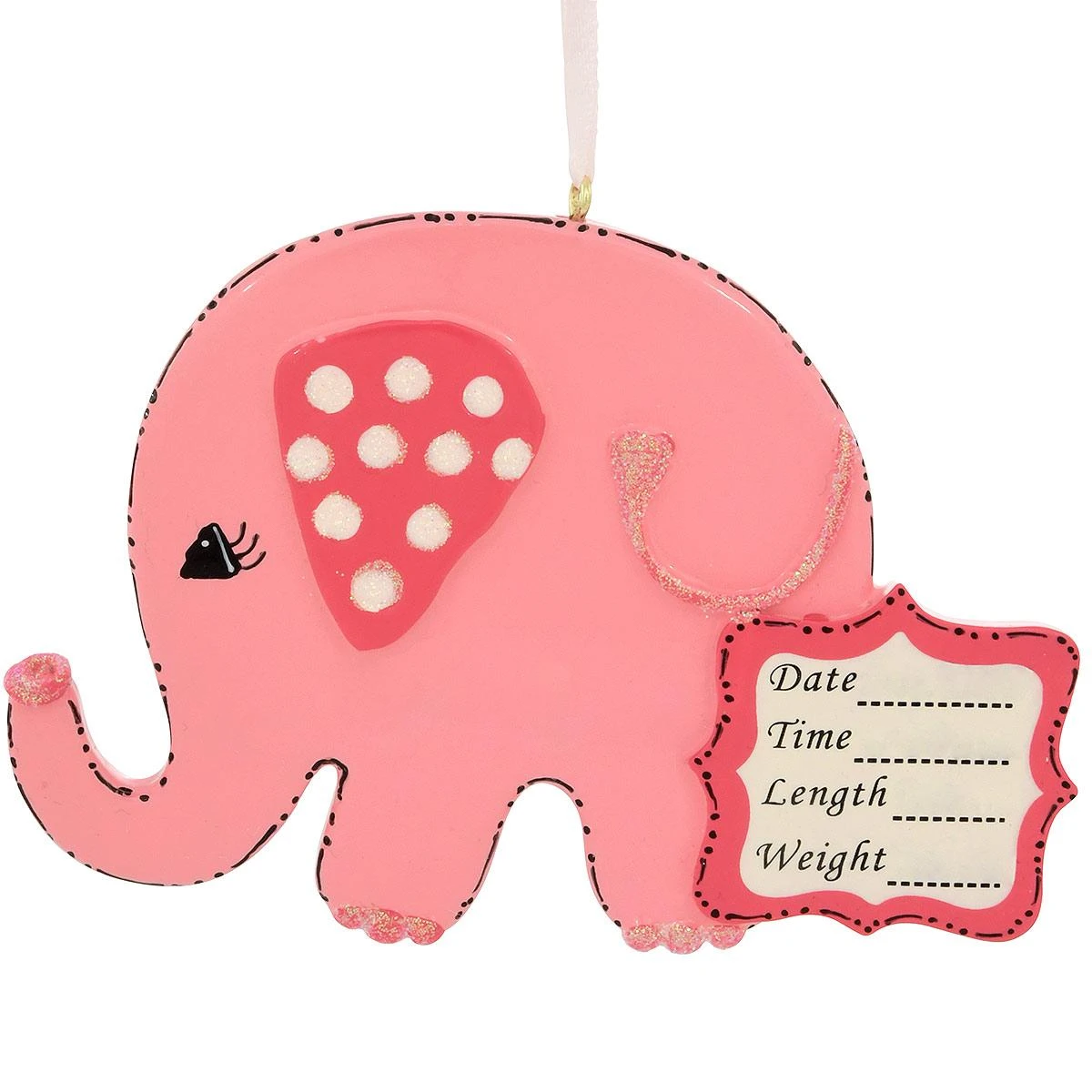 Personalized Pink Elephant With Baby Stats Ornament 2 Personalized Pink Elephant With Baby Stats Ornament - Image 2