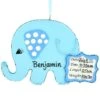 Personalized Blue Elephant With Baby Stats Ornament