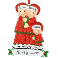 Personalized Pajama Family Of 3 Ornament