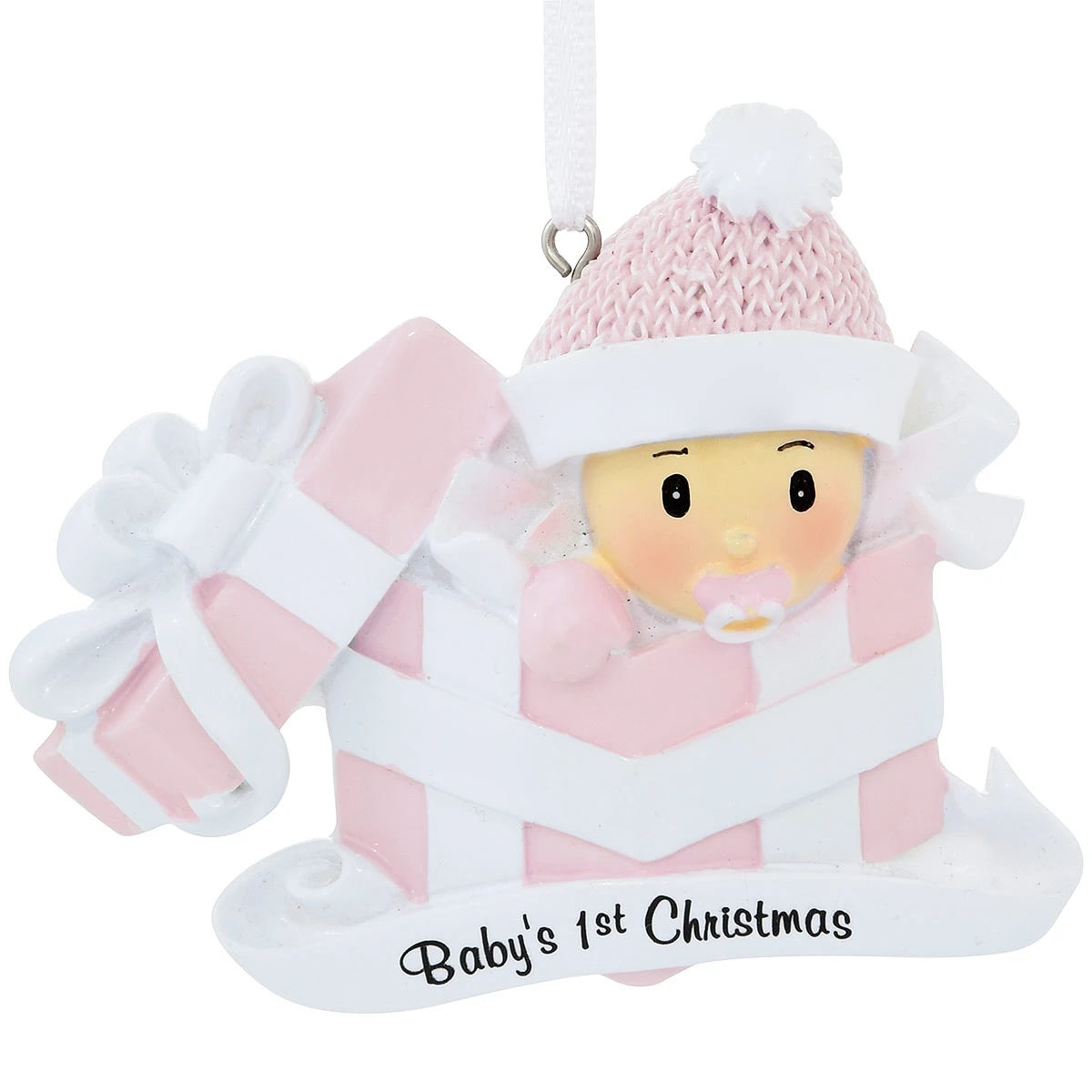 Personalized Baby Girl In Pink Gift Box Ornament 2 Personalized Baby Girl In Pink Gift Box Ornament - Image 2