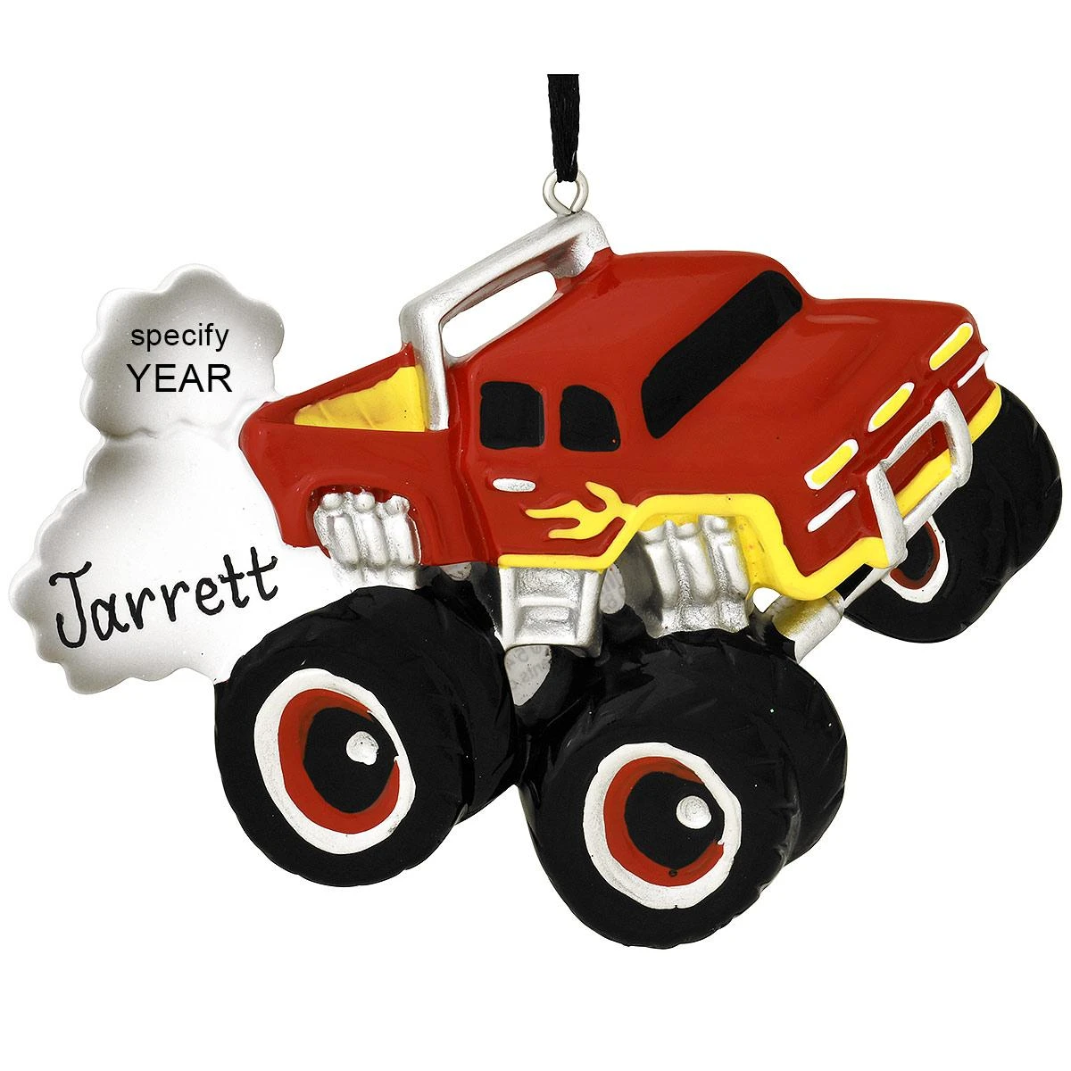 Personalized Red And Yellow Monster Truck Ornament 1 Personalized Red And Yellow Monster Truck Ornament