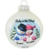 Personalized Baby On The Way Snowman Couple Glass Ornament