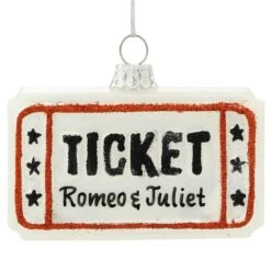 Personalized Ticket Shiny White Glass Ornament