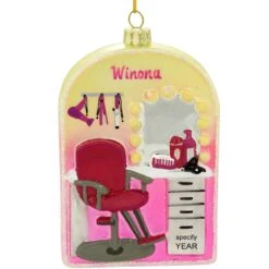 Personalized Hair Salon With Styling Tools Glass Ornament