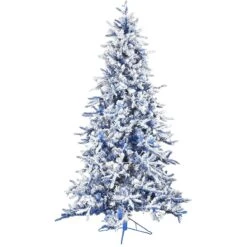 4.5 Foot Flocked Blue Balsam Artificial Tree With 200 Blue Lights