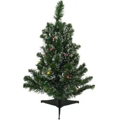 24 Inch Miniature Frosted Tree With 50 Multi Color Lights