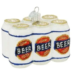 Six Pack Of Beer Cans Glass Ornament