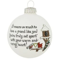 Friend Birdhouse Heart Gifts Glass Ornament