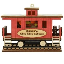 Santa's Choo Choo Caboose Ginger Cottage Battery Operated Ornament
