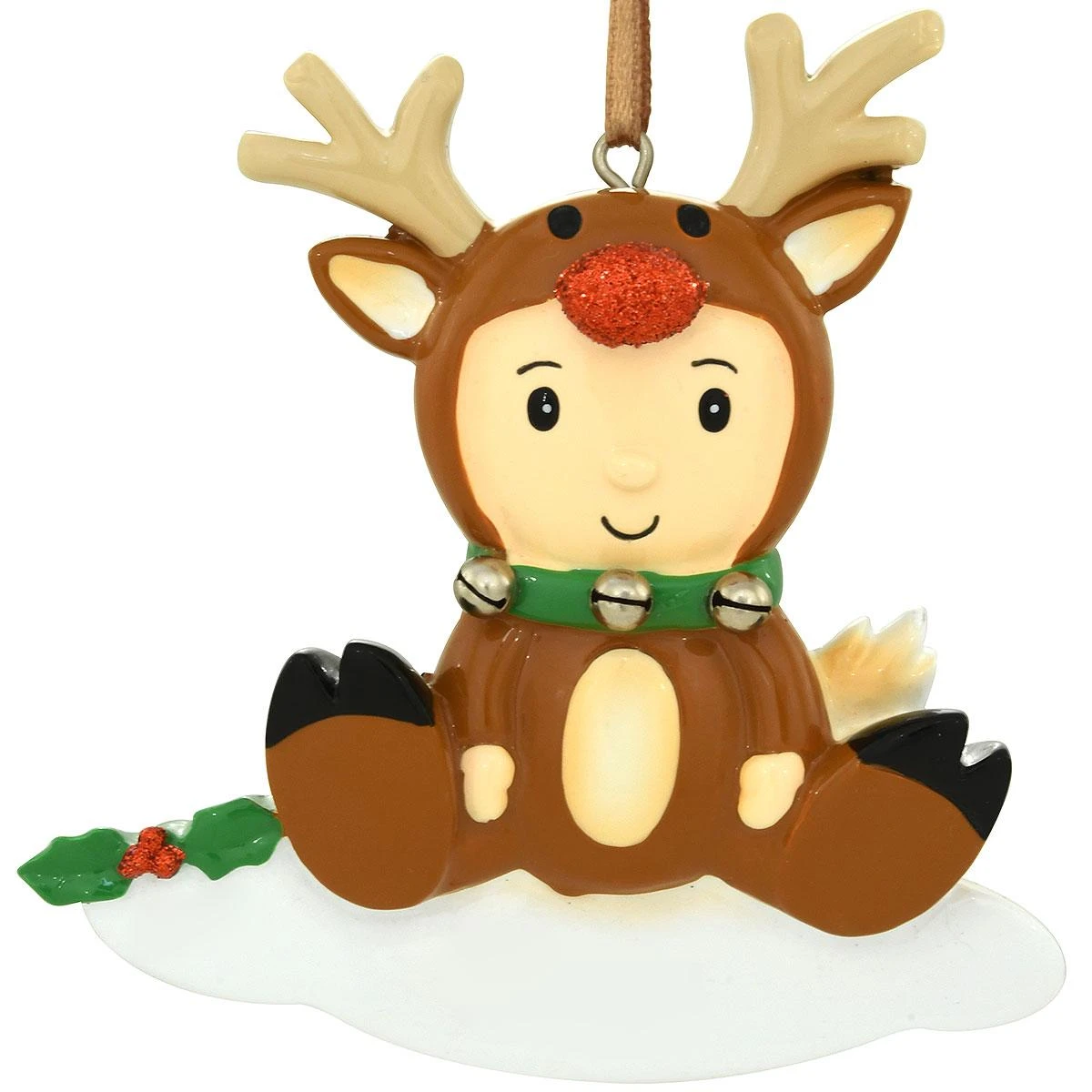 Personalized Baby In Reindeer Costume Ornament 2 Personalized Baby In Reindeer Costume Ornament - Image 2
