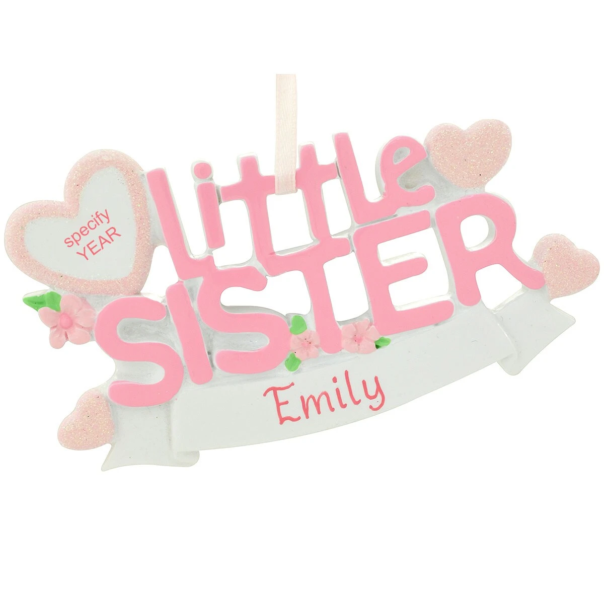 Personalized Little Sister Banner Ornament 1 Personalized Little Sister Banner Ornament
