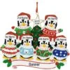 Personalized 6 Penguins In Christmas Sweaters Ornament