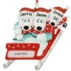 Personalized Polar Bears On Sled Family Of 3 Ornament