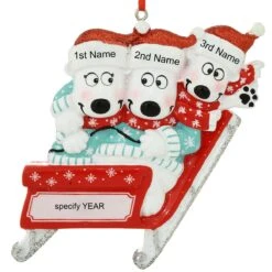 Personalized Polar Bears On Sled Family Of 3 Ornament -Christmas Decoration Store 1206165 web 3