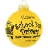 Personalized School Bus Driver Bright Yellow Glass Ornament
