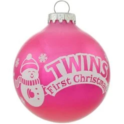 Personalized Twins 1st Christmas Pink Glass Ornament -Christmas Decoration Store 1206351 web 3