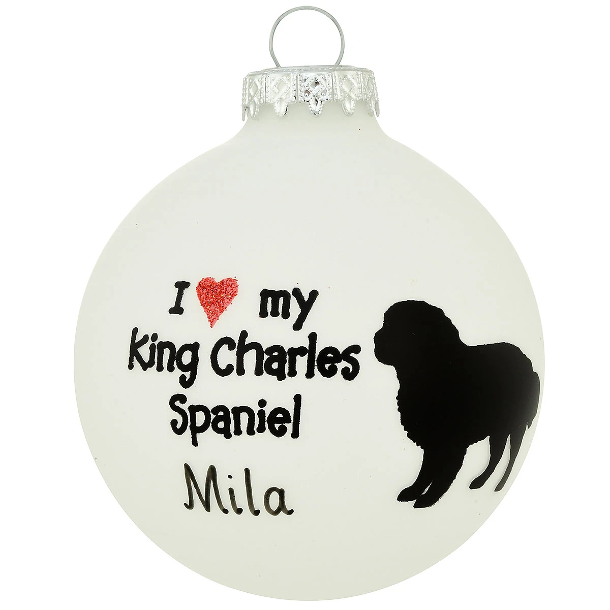 Personalized I Love My King Charles Spaniel Glass Ornament 1 Personalized I Love My King Charles Spaniel Glass Ornament