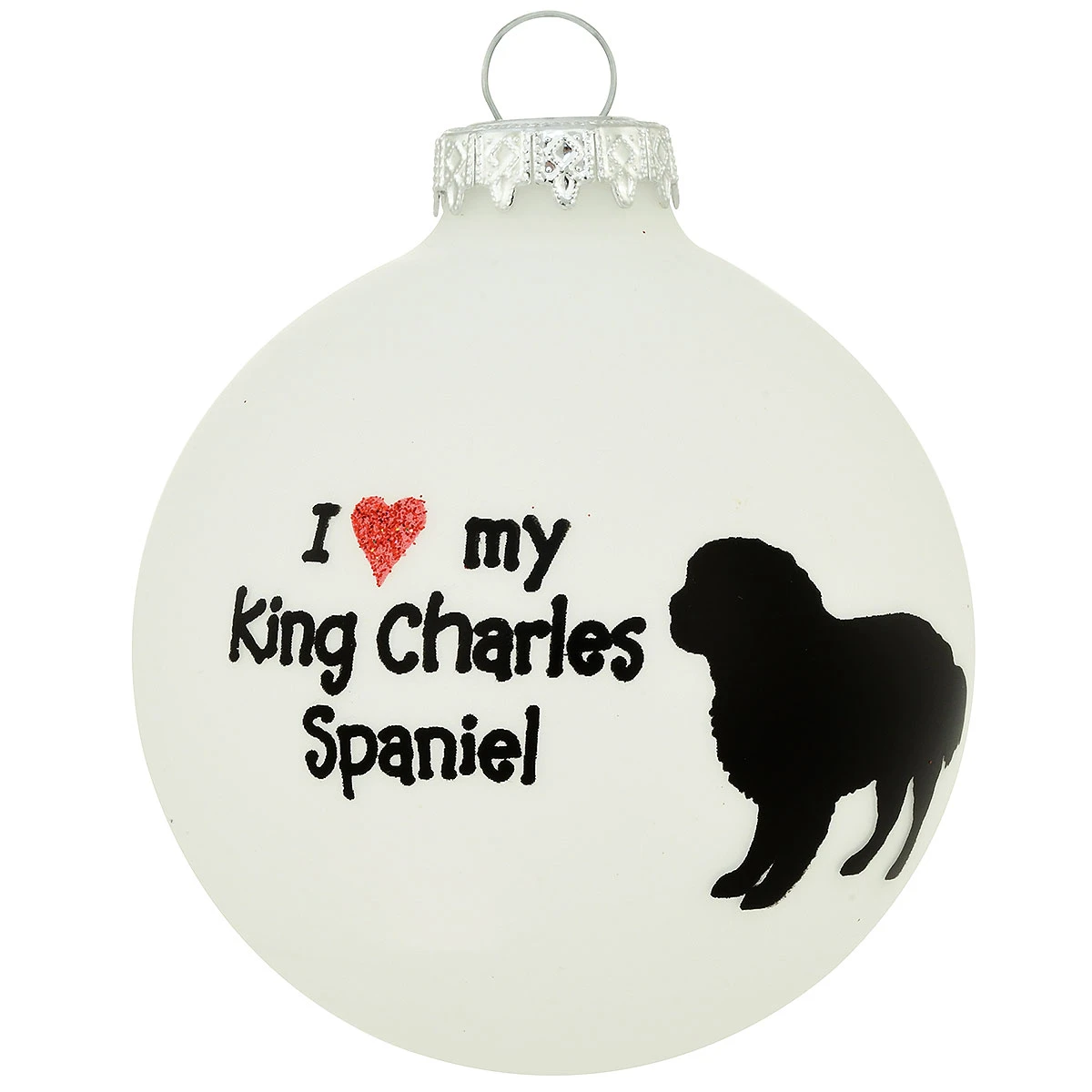 Personalized I Love My King Charles Spaniel Glass Ornament 2 Personalized I Love My King Charles Spaniel Glass Ornament - Image 2