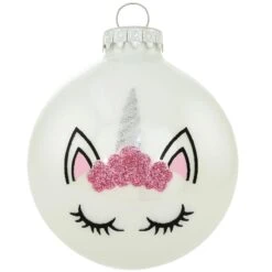 Unicorn Face Glass Ornament