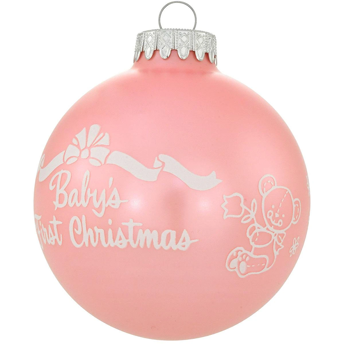 Personalized Baby's First Christmas Glossy Pink Glass Ornament 4 Personalized Baby's First Christmas Glossy Pink Glass Ornament - Image 4