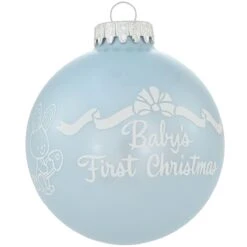Personalized Baby's First Christmas Glossy Blue Glass Ornament -Christmas Decoration Store 1206475 web 3