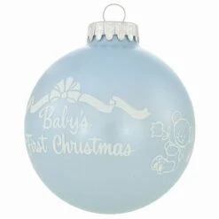 Personalized Baby's First Christmas Glossy Blue Glass Ornament -Christmas Decoration Store 1206475 web 4