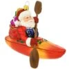 Kayaking Santa Glass Ornament
