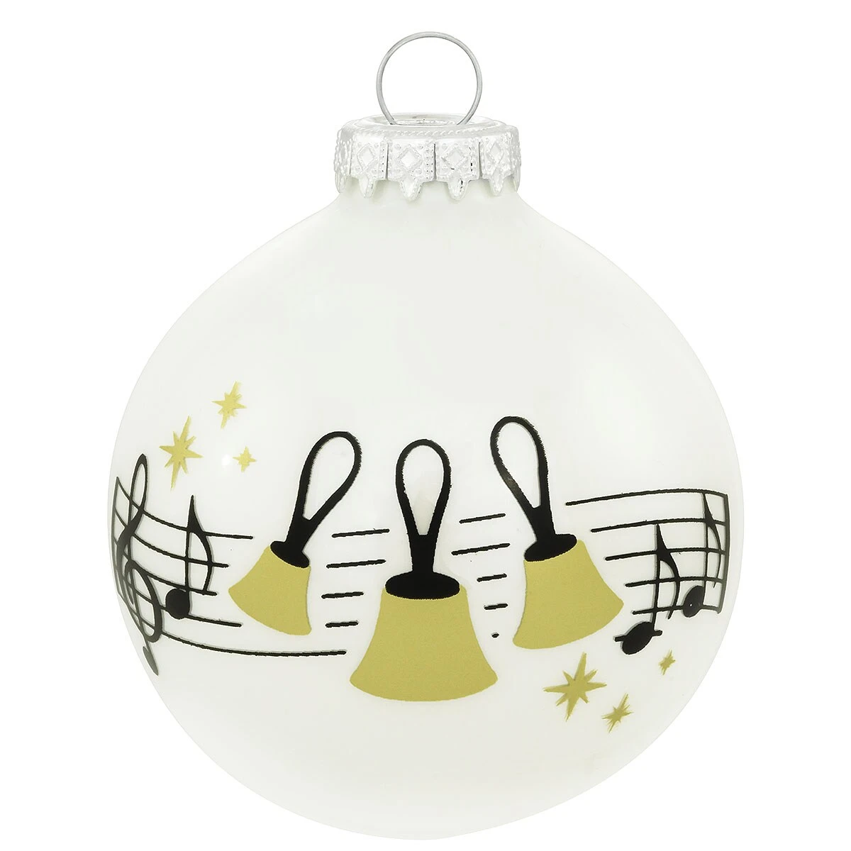 Personalized Hand Bells Music Staff On White Opal Glass Ornament 2 Personalized Hand Bells Music Staff On White Opal Glass Ornament - Image 2